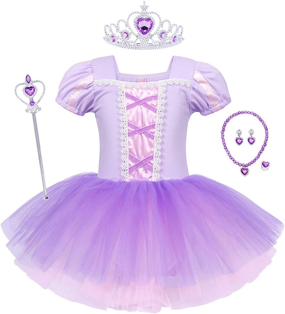 WonderBabeGirls Ballet Dress Short Sleeve Leotards Skirted Dance Tutu Dress Princess Birthday Party Fancy Costume