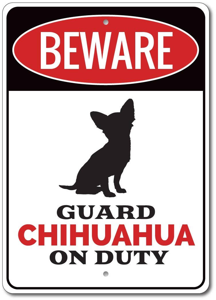 Bioprocess Chihuahua Warning Sign Beware Dog Home Kennel Decor Funny Metal Sign 8X12 Inch