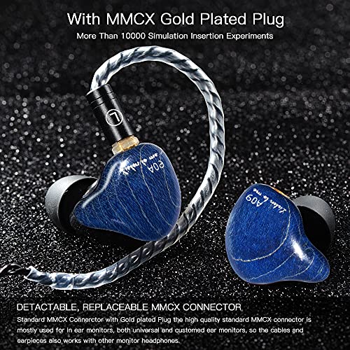 Image of in Ear Monitor Headphones, HiFi Stereo IEM Earphones, Dynamic Dual Driver Wired Earbuds with Detachable Cable, Noise Canceling Headset for Singers Musicians Drummers Audiophile (Blue, No Mic)