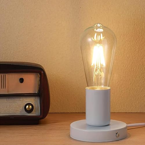 Base de lámpara de escritorio de metal pulido E26 E27 Tornillo Bombilla de luz nocturna Base de lámpara de repuesto, 6 pies de extensión de cable