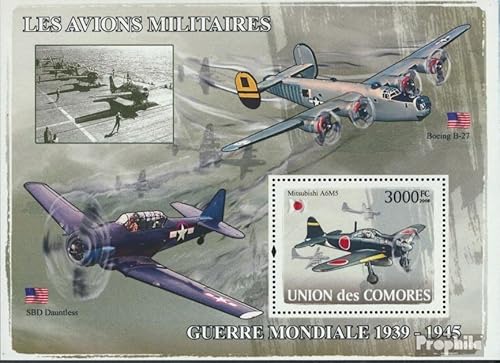 Comores Bloc-Feuillet 448 (complète. Edition.) 2008 Aéronefs de Seconde Guerre Mondiale (Timbres pour Les collectionneurs) Militaire Cover