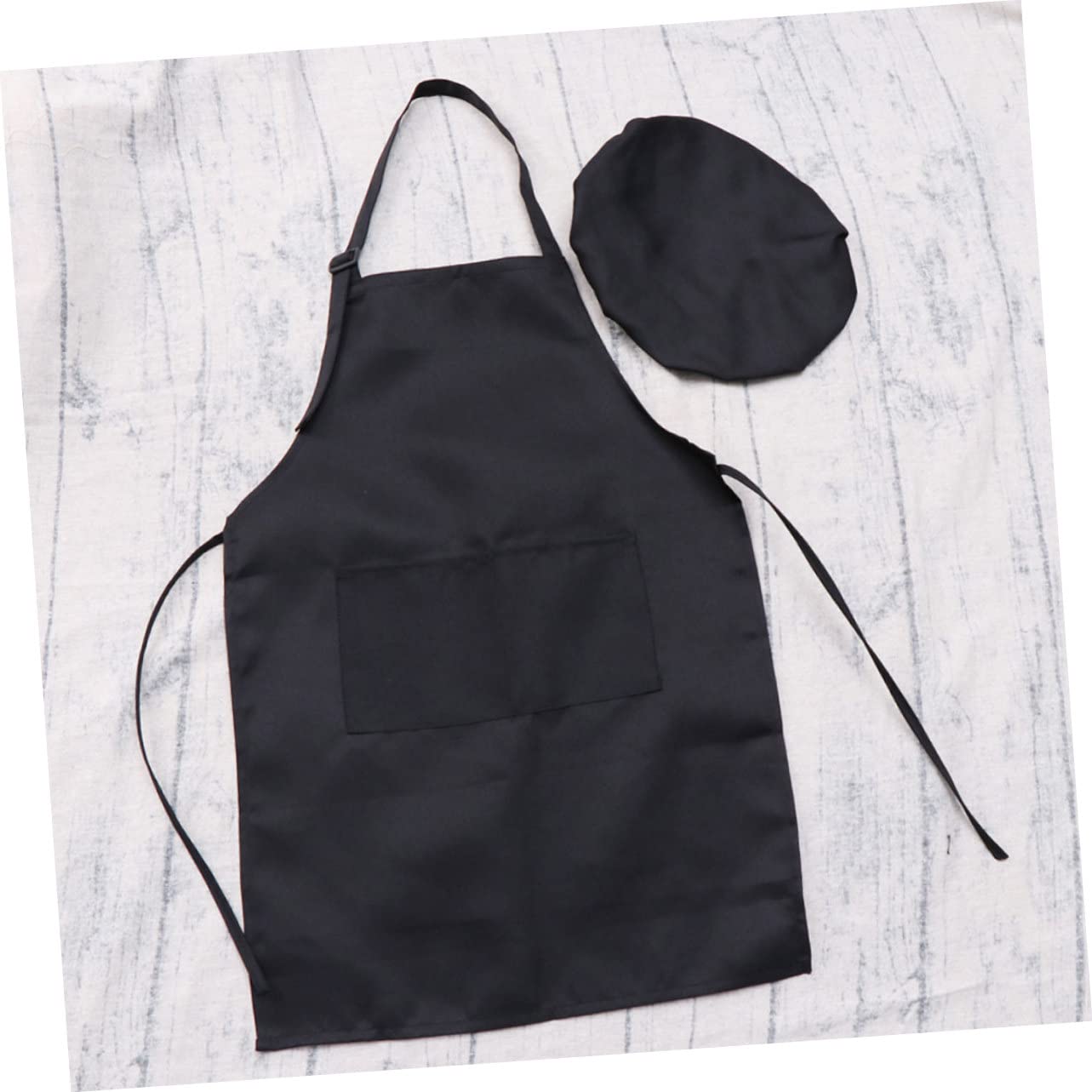 Mikinona Boys and Girls's Chef Apron Hat Set Non-woven Baking Art Aprons Pockets Adjustable Neck Waist Straps Ideal for Cooking Art Class