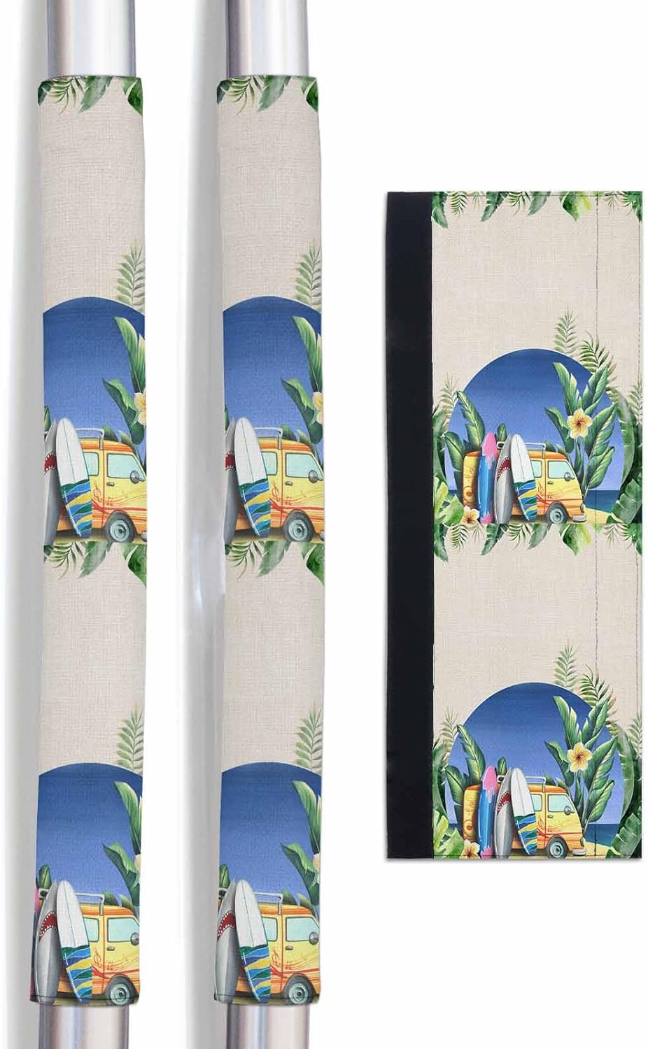 Tropical Camper Refrigerator Door Handle Covers Set of 2 for Dishwasher Microwave Oven Fridge Stove Appliance Door Handles,Kitchen Bathroom Accessories,Summer Beach Surfing Watercolor Eucalyptus