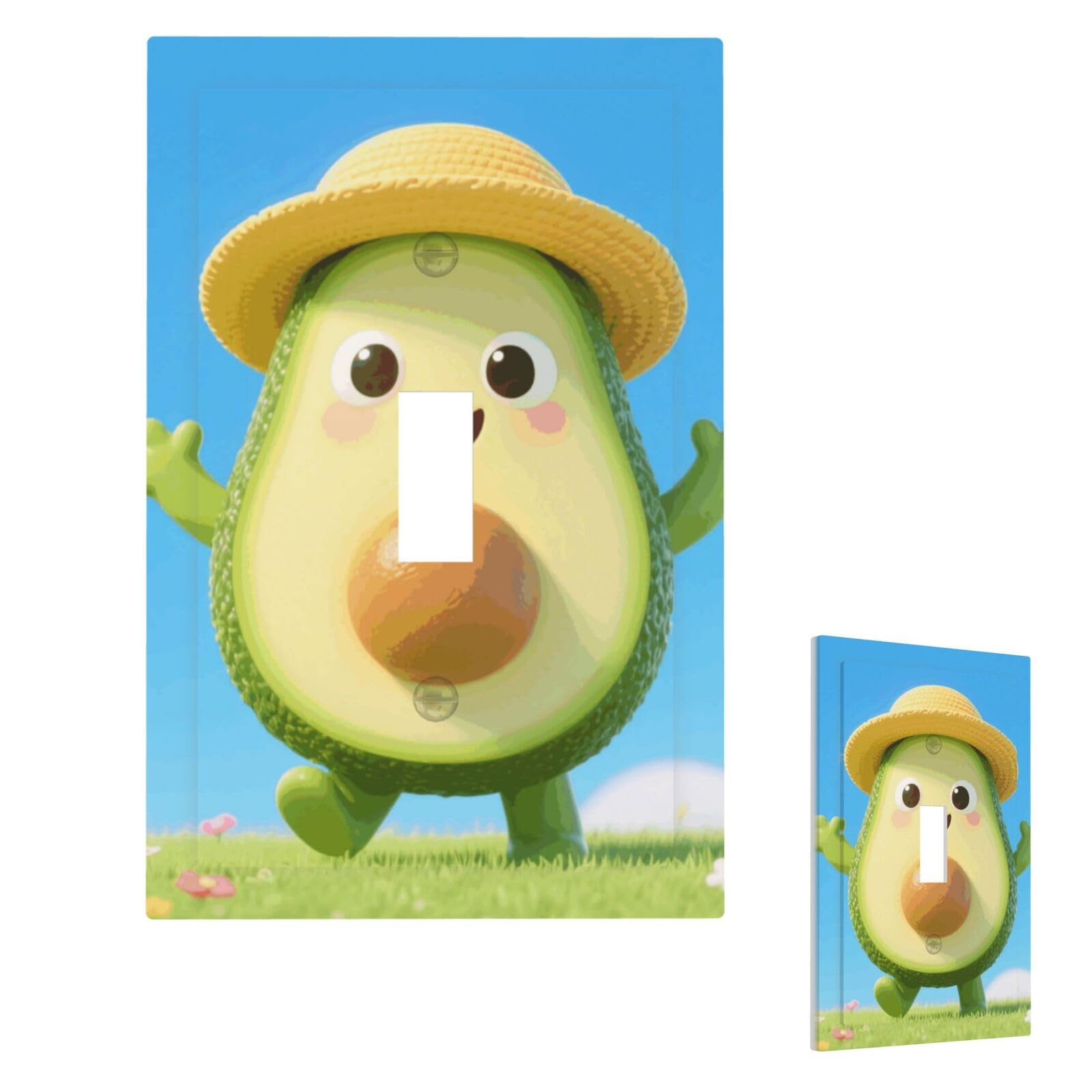 Avocado Cute Wall Plate Cover Modern Decorative 1 Gang Light Switch Cover Unbreakable Receptacle Outlet Covers For Living Room Bedroom Home Decor Single Toggle