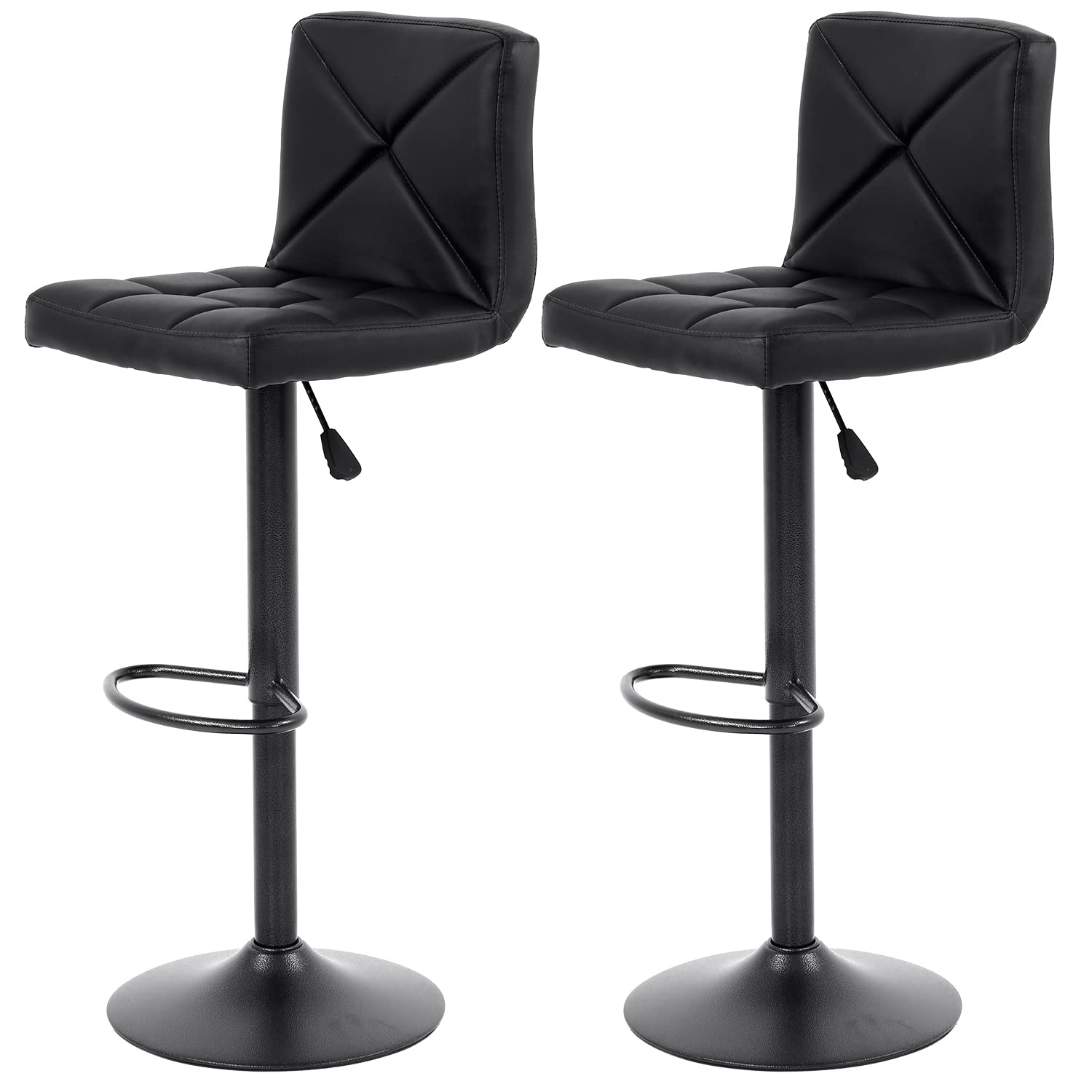 Bar Stools Set of 2 Counter Bar Chairs Modern PU Leather Height Adjustable Swivel Barstools Kitchen Chair Bar Stools with Soft Cushioned Seat,