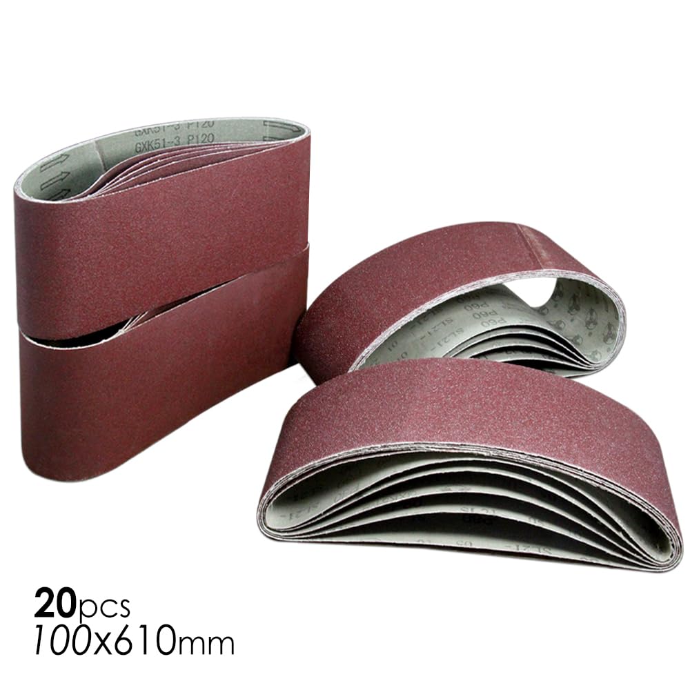 Pas szlifierski 20 sztuk 100x610mm taśma szlifierska z tlenku glinu różne opakowania 4x24 Cal narzędzia do obróbki drewna szlifierki taśmowej grys 60 80 120 240