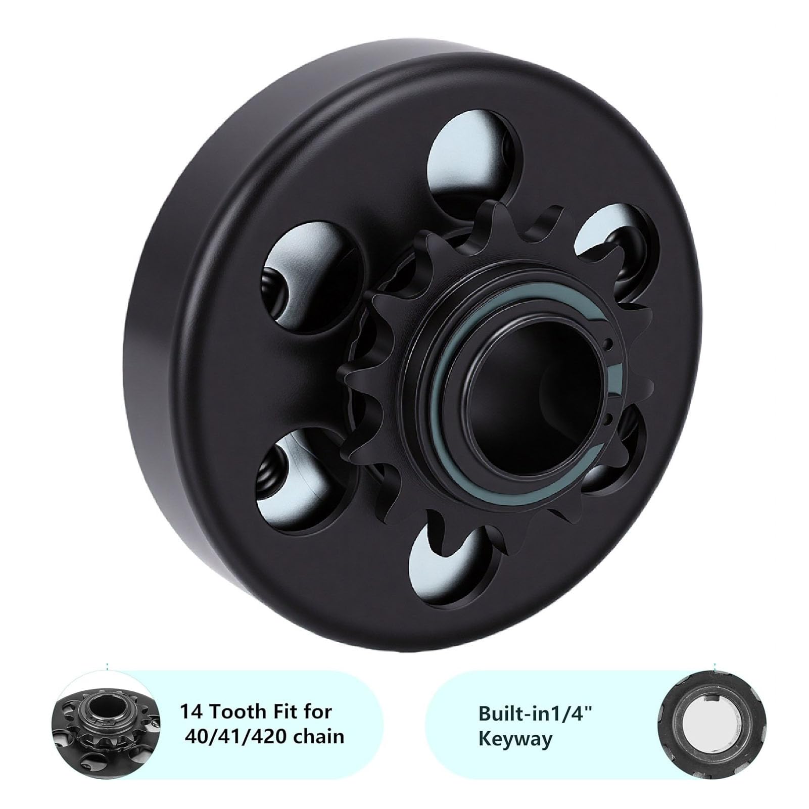KIMISS Embrague Centrífugo Go Kart Clutch 420 Cadena de Transmisión 14 Dientes 1 Pulgada de Diámetro a 2300 RPM con Cadena 420 para Mini Bicicletas Fun Karts Cortacésped
