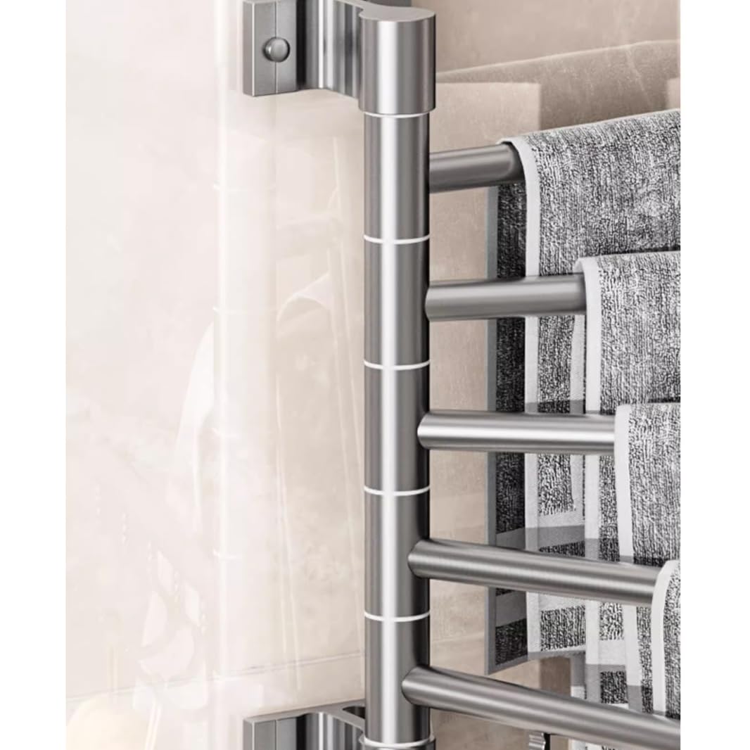 Toallero Pared Giratorio Toallers De Baño Pared Toallero De Barra con Gancho Rotación 180° Montaje En Pared con 4 Barras Aleación Engrosada Acabado Pulido White-4Bar