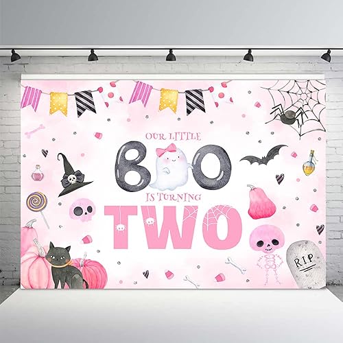Miniatura 7 de MEHOFOND Telón de fondo de Halloween para el primer cumpleaños de Halloween de 7 x 5 pies para niñas, espeluznante pancarta de una foto con texto en