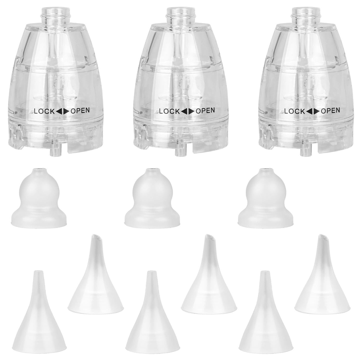 BOXOB 9 Stück Ersatzspitzen für Sauger und 3 Ersatzköpfe aus Kunststoff, 3 Arten von Silikon-Saugerspitzen für GROWNSY Watolt LittleTora HEYVALUE Cocobela HailiCare KIDIRA TEQIN X-Bosak