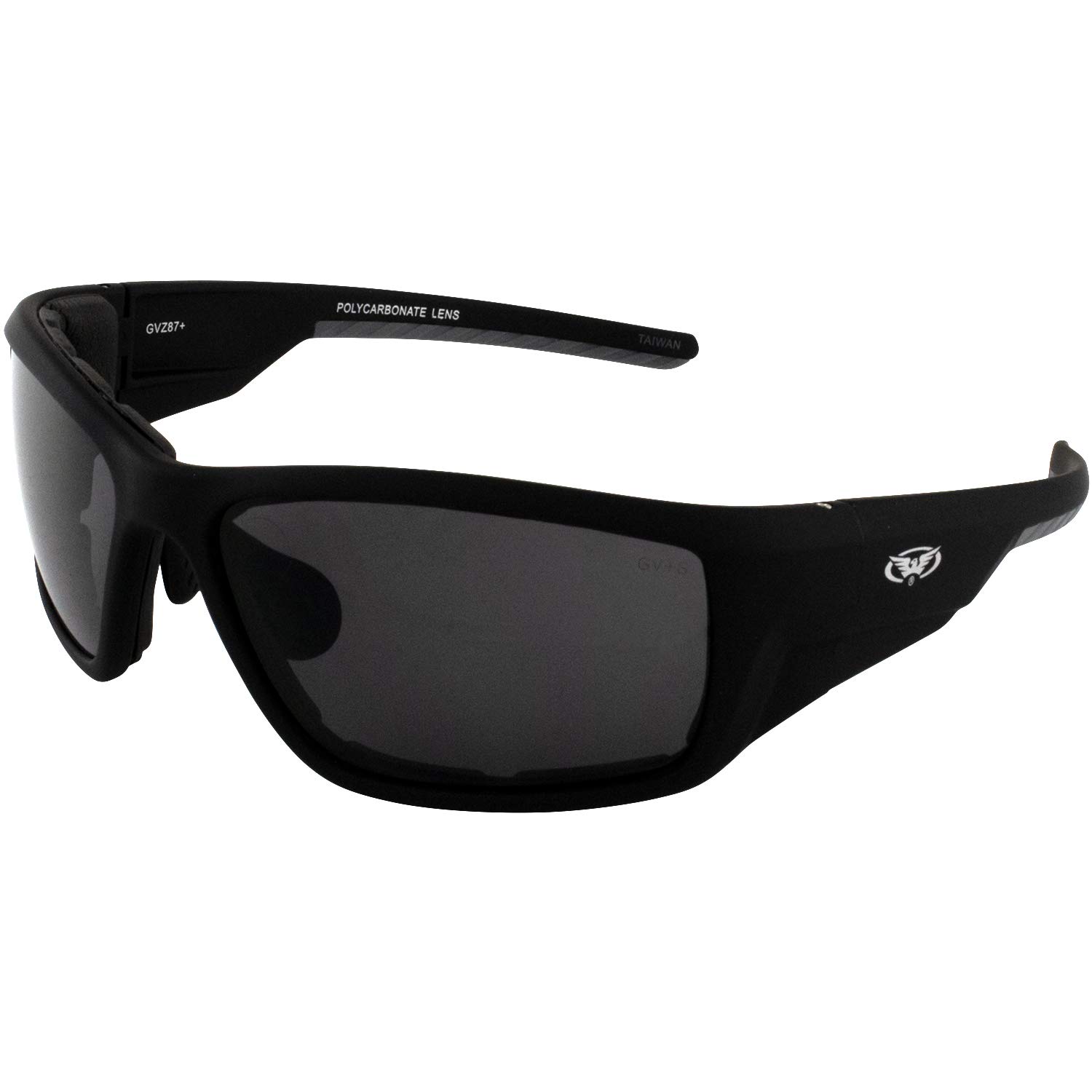 Global Vision Eyewear Kinetic Foam Padded Motorcycle Safety Sunglasses Soft Touch Black Frames with Smoke Lenses