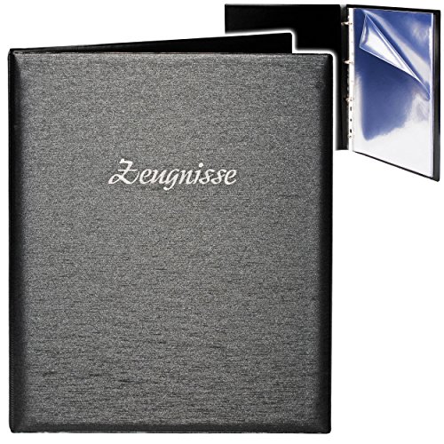 alles-meine.de GmbH A4 - Ringbuch/Zeugnisringbuch - Zeugnisse 3D Metallic Effekt - schwarz/anthrazit - Erweiterbar für Einsteckseiten + Einlagen - A 4 - Zeugnismapp..