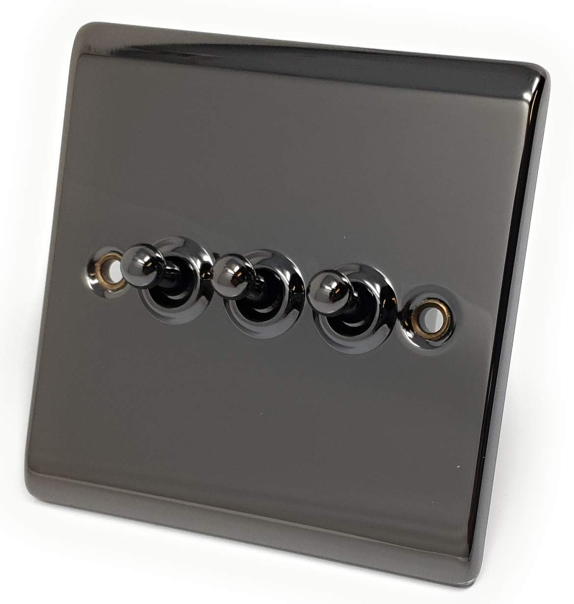 Wilts Plus 10AX 3 Gang 2 Way Dolly Switch Black Nickel Finish (Mirror Effect)