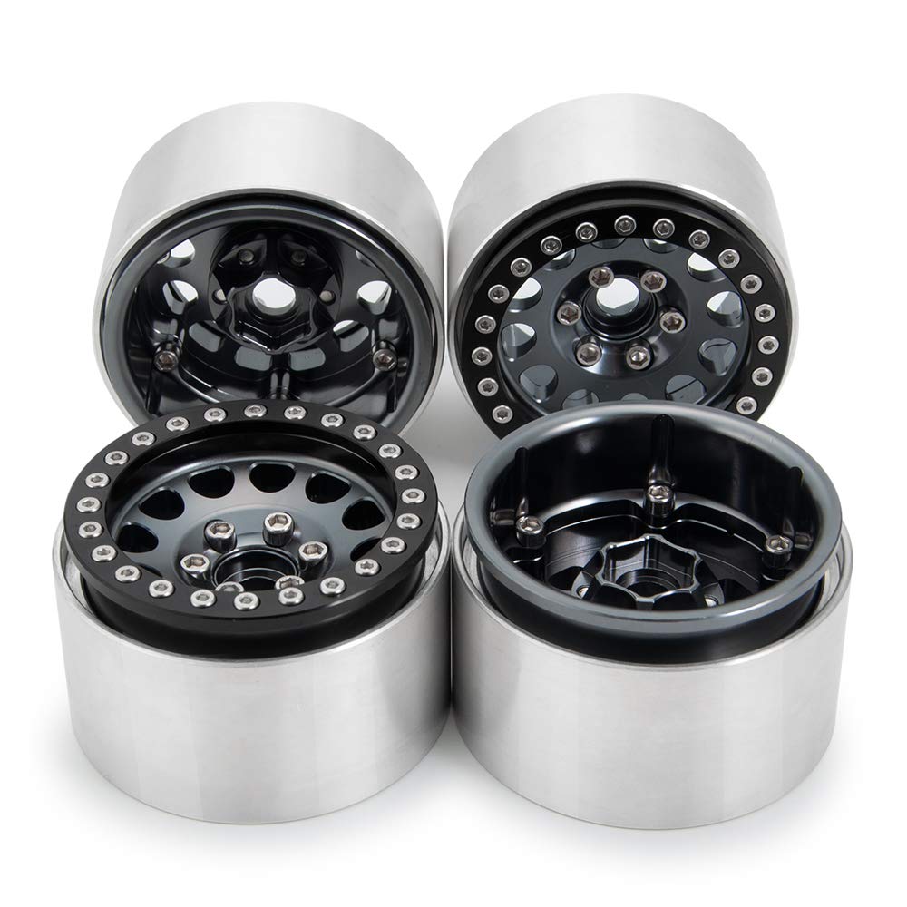 RCLions Felgi ze stopu aluminium 1.9 Beadlock 35 mm do samochodów gąsienicowych TRX4, SCX10, D90 1/10 - opakowanie 4 szt
