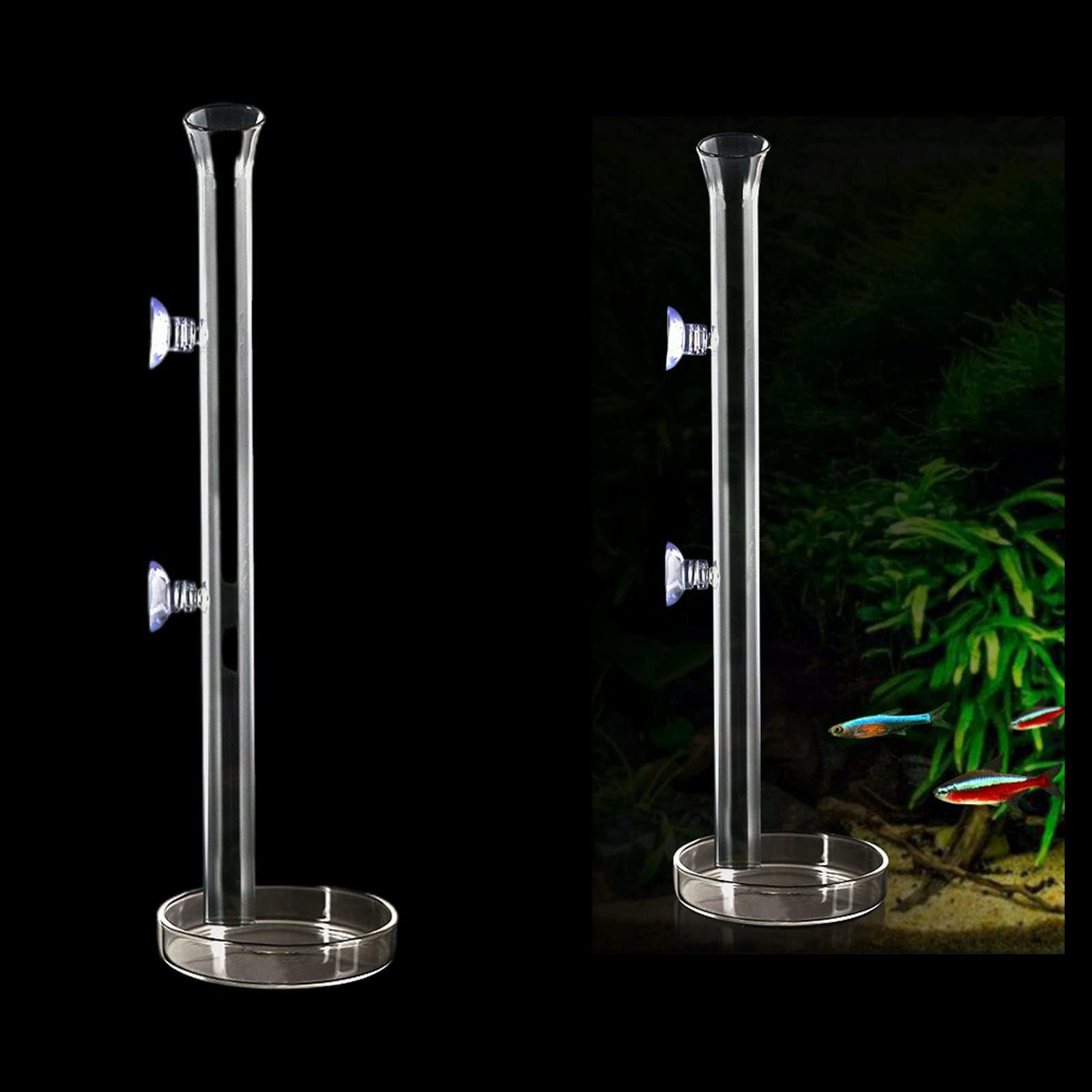 Ailinda 1PCS 200MM Aquarium Feeding Tube Fish Feeder Tube Clear Glass Shrimp Feeder with Glass Dish for Fish Tank Aquarium