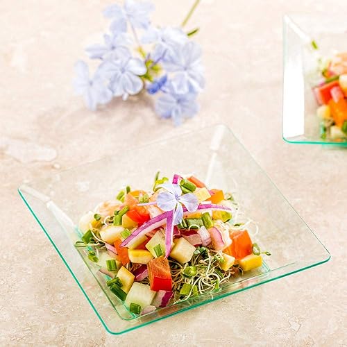 Miniatura 6 de Restaurantware Platos de fiesta de 4.25 pulgadas, 100 platos cuadrados desechables, resistentes a las grietas, reciclables, platos pequeños de