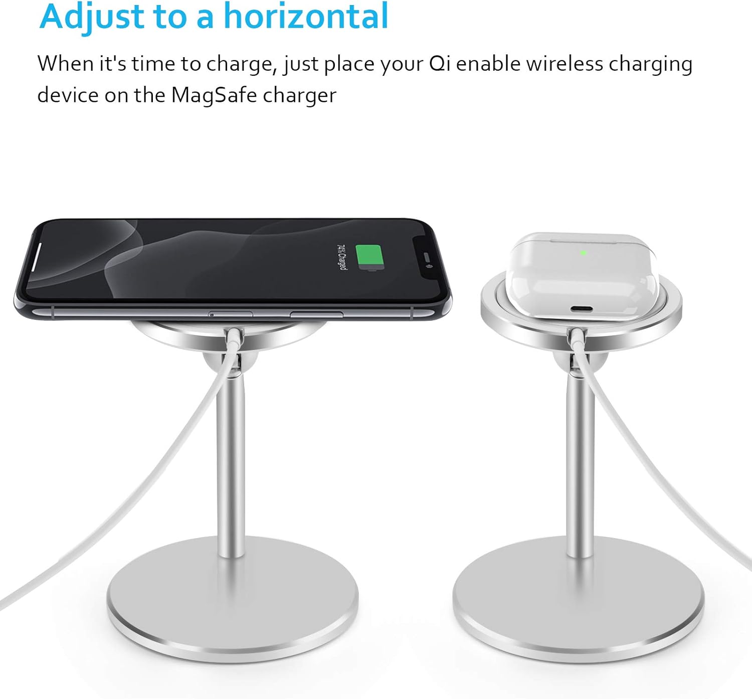 Phone Stand for MagSafe Charger, Adjustable Aluminum Alloy Desk Stand Holder Cradle for MagSafe Wireless Charger, iPhone 13 Pro Max, 13 Mini, iPhone 12 Mini,12 Pro Max (Not Included Magsafe Charger)