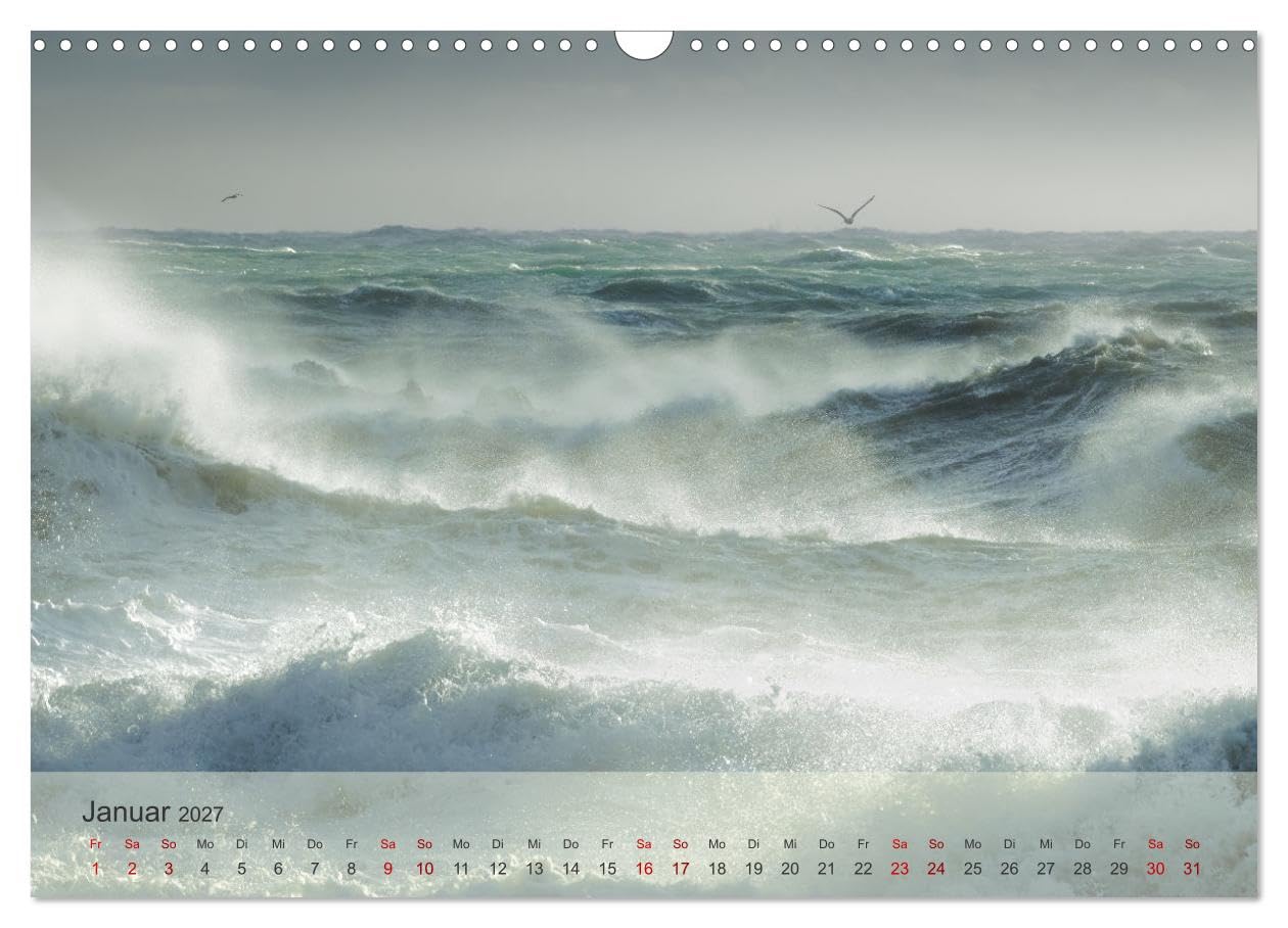 CALVENDO - Wellen Konzert (Wandkalender 2027 DIN A3 quer), Monatskalender: Wellen bei Seestürmen im Mittelmeer.