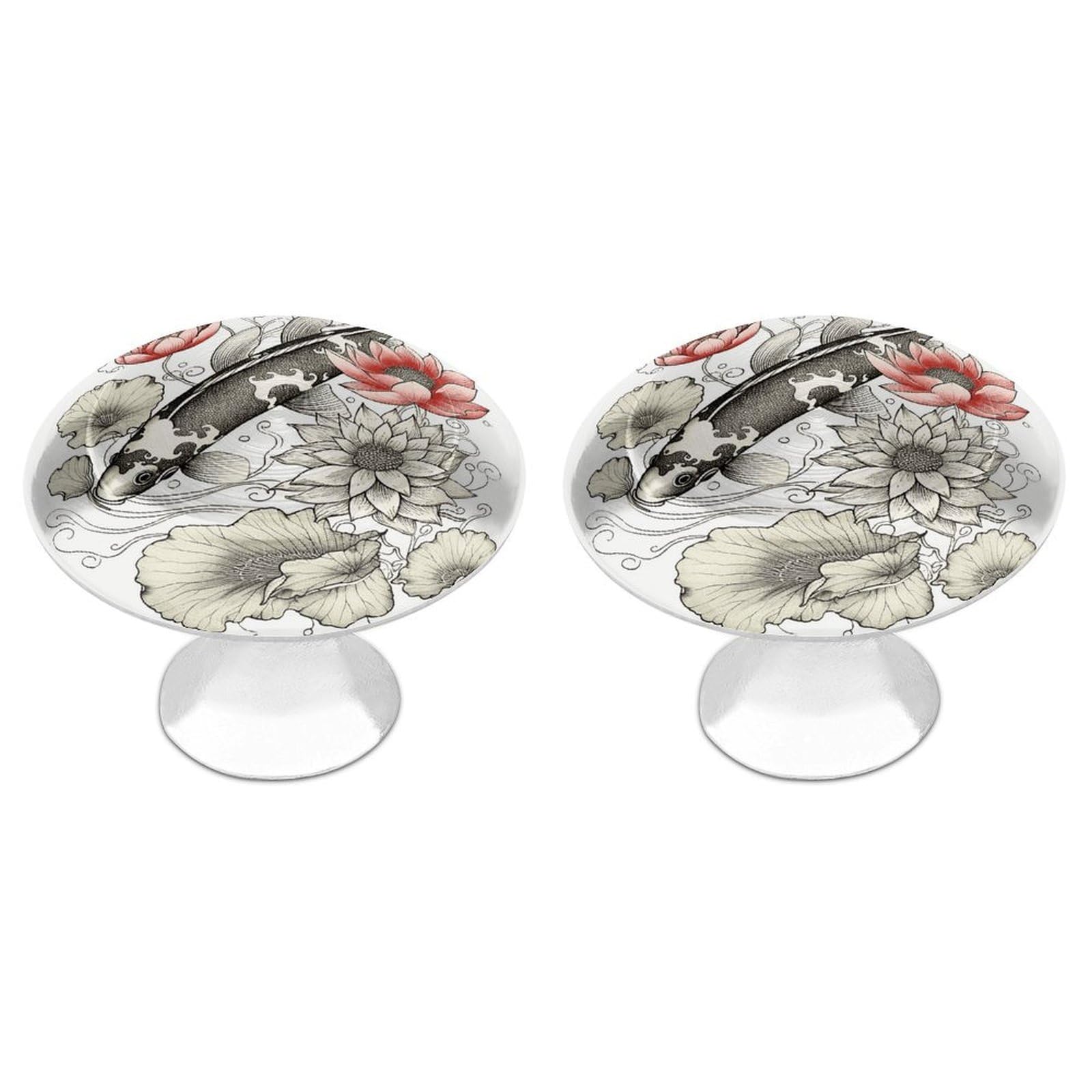 Btcowzrv Style Fish Japanese Carp 2 Pack Cabinet Knobs Drawer Pulls