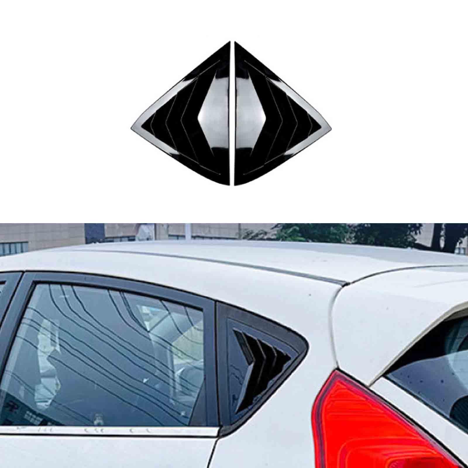 YPFYBHD Rear Window Louver Shutter, Compatible with Ford Fiesta MK7 7.5 2008-2017, 2Pcs Triangle Blinds, Side Vent Panel Decoration Cover,Black