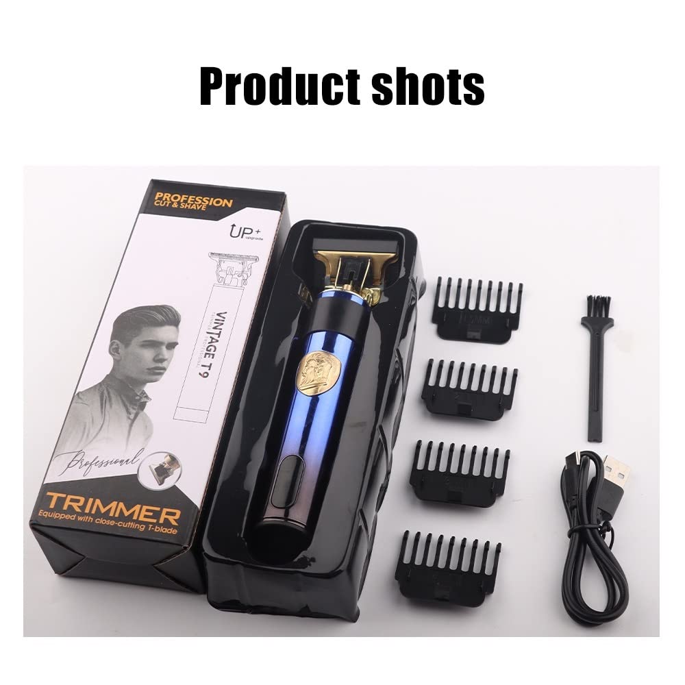 Maquina de Cortar Pelo Hombre, Máquina cortadora de pelo eléctrica con cabezal de aceite Retro recargable T9 LCD for peluquero(Sliver black)