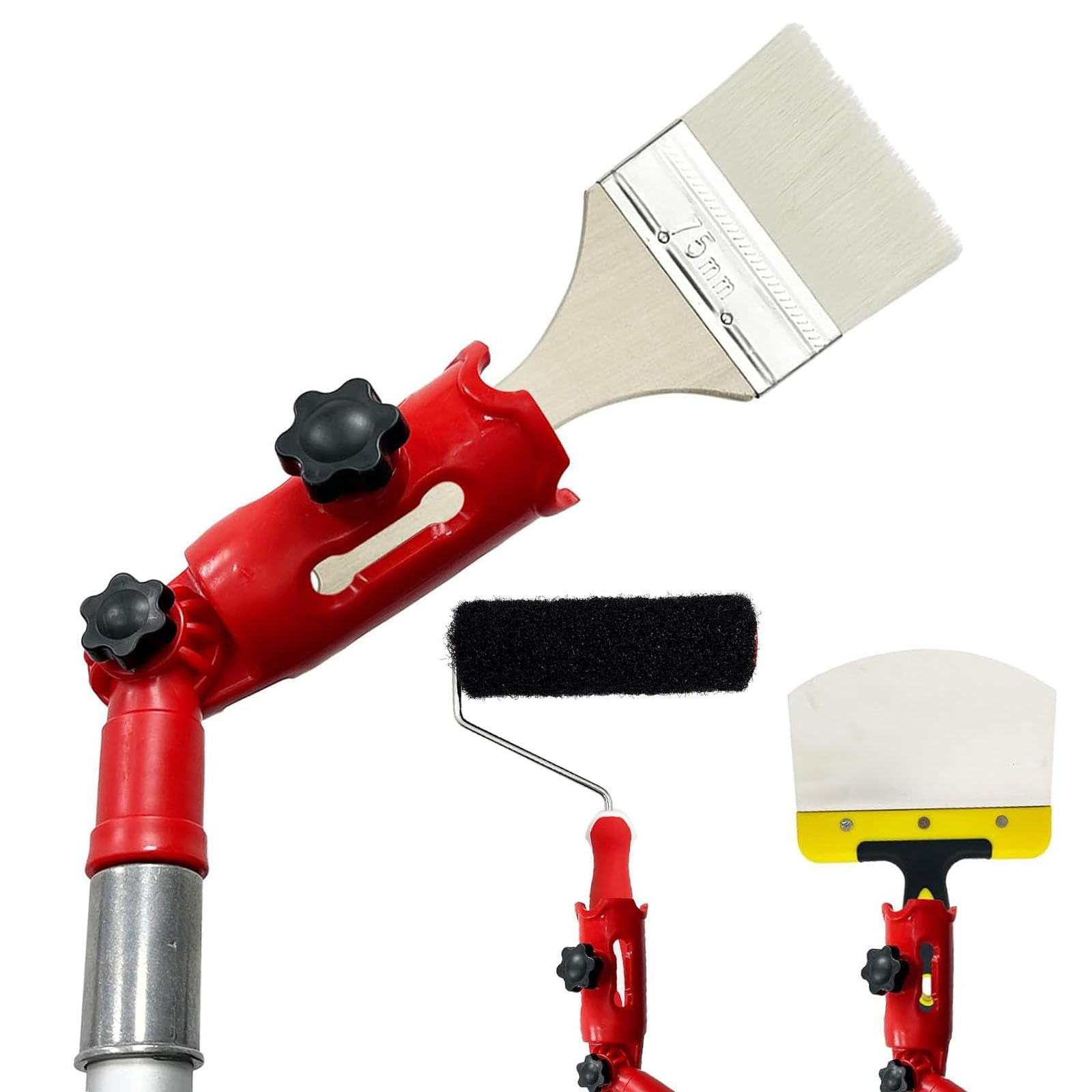 Paint Brush Extender Holder for High Ceiling, Universal Multi-Angle Paint Brush Holder, Flexible Extension Pole Attachment for Painting and Maintenance, Paint Brush Extender Tool Clamp for DIY Crafts