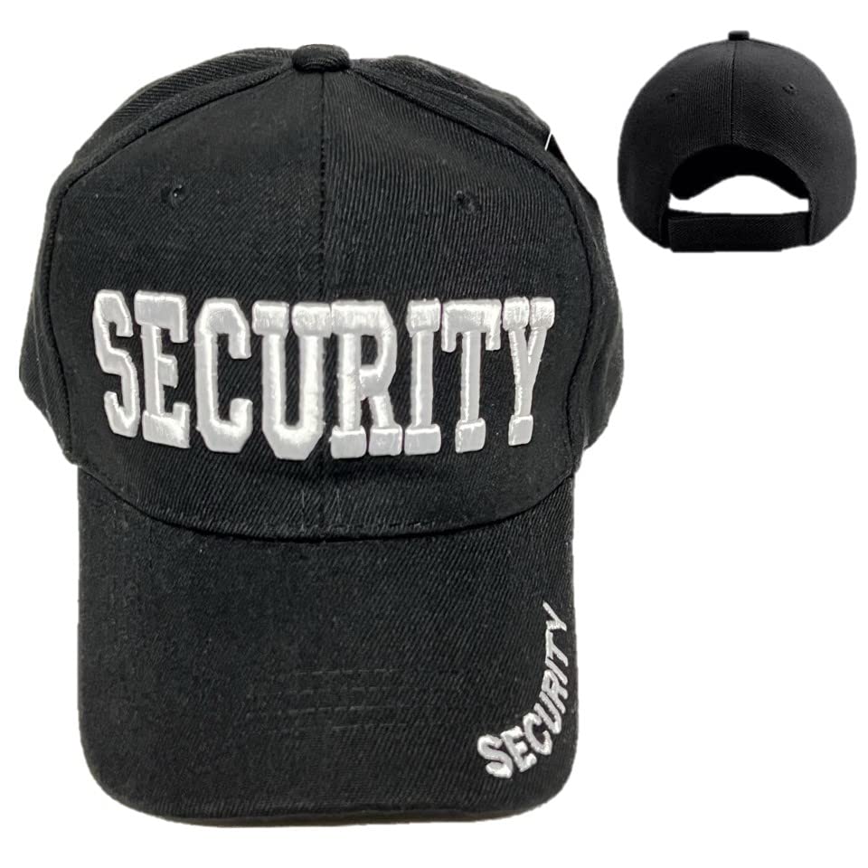 Security Baseball Cap Adjustable 3D Embroidered for Men Women Black, Black, One size