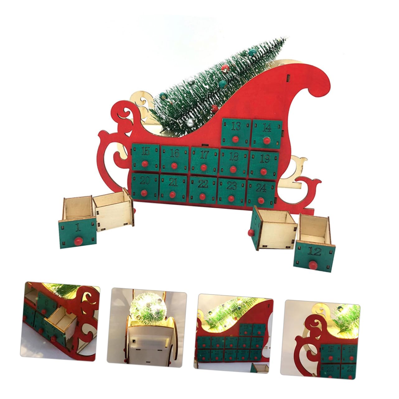 IMIKEYA Weihnachtstischdekoration mit Klassischem Design Grüner Adventskalender für Wohnzimmer und Geschäft Traditioneller Weihnachtskalender für Festliche Dekoration