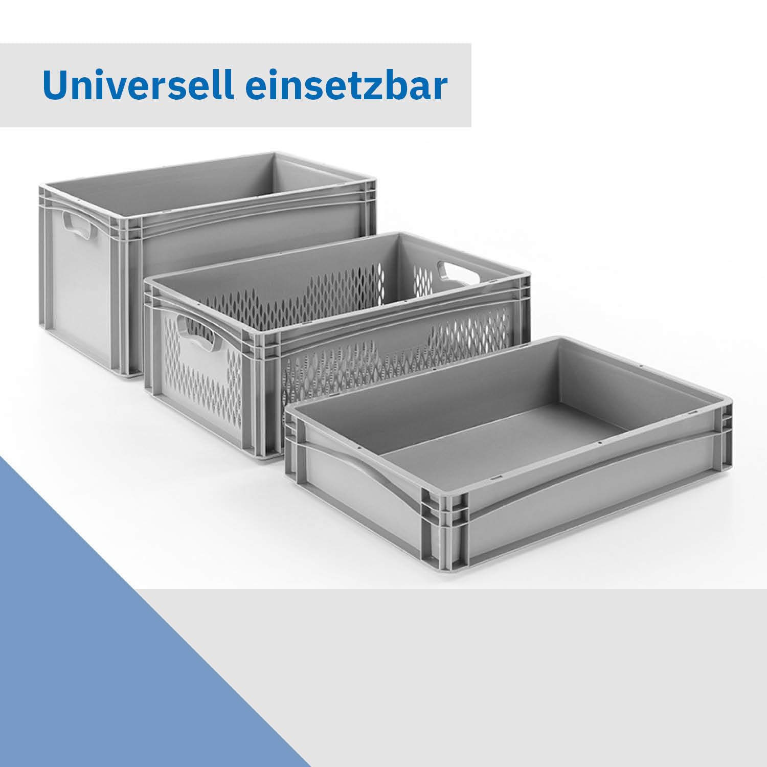 DIE BOX FABRIK Eurobehälter 600x400x320mm | geschlossene Box | Aufbewahrungsbox | Kunststoff Kisten | Lagerbehälter mit Griffen | robuste Stapelbox | Eurokiste | Mehrwegbehälter