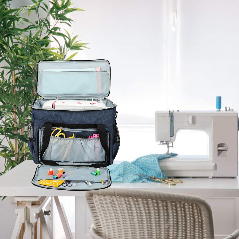 Aufbewahrungstasche für Wolle,Stricktasche Aufbewahrung,Handarbeitstasche mit Seitentaschen und Handschlaufe Häkel Tasche für Strick- und Häkelprojekte, wasserdichte Wollhaltertaschen (Blau)