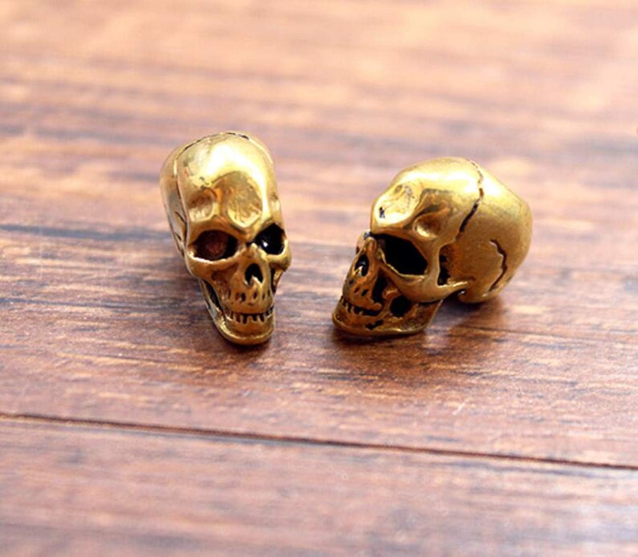 Brass Skull Pendant Parachute Cord Knife Tool Lanyard Beads Zipper Pull Outdoor EDC Handmade DIY Jewelry Accessories Retro Light Brass