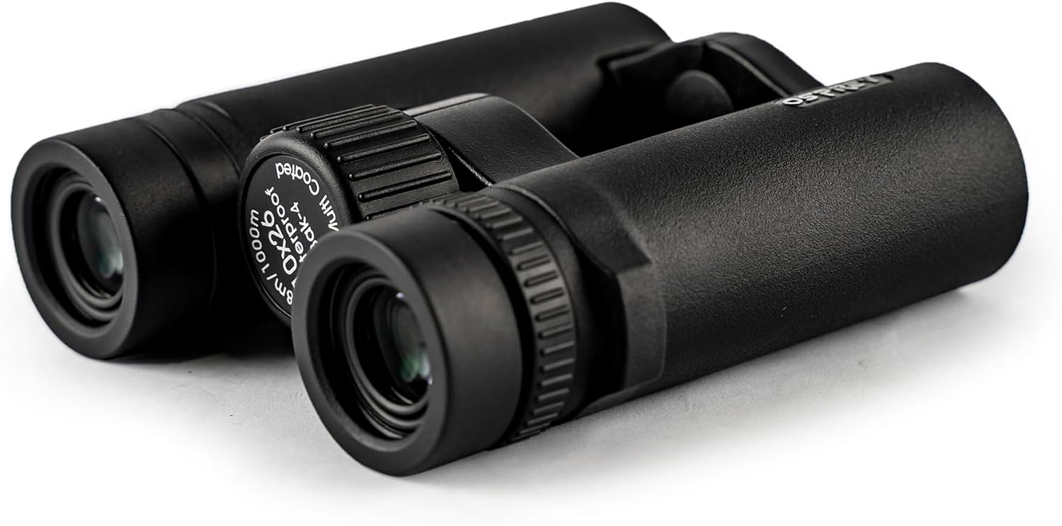 Osprey Global 10x26 Binoculars showing the adjustable hinge for interpupillary distance.