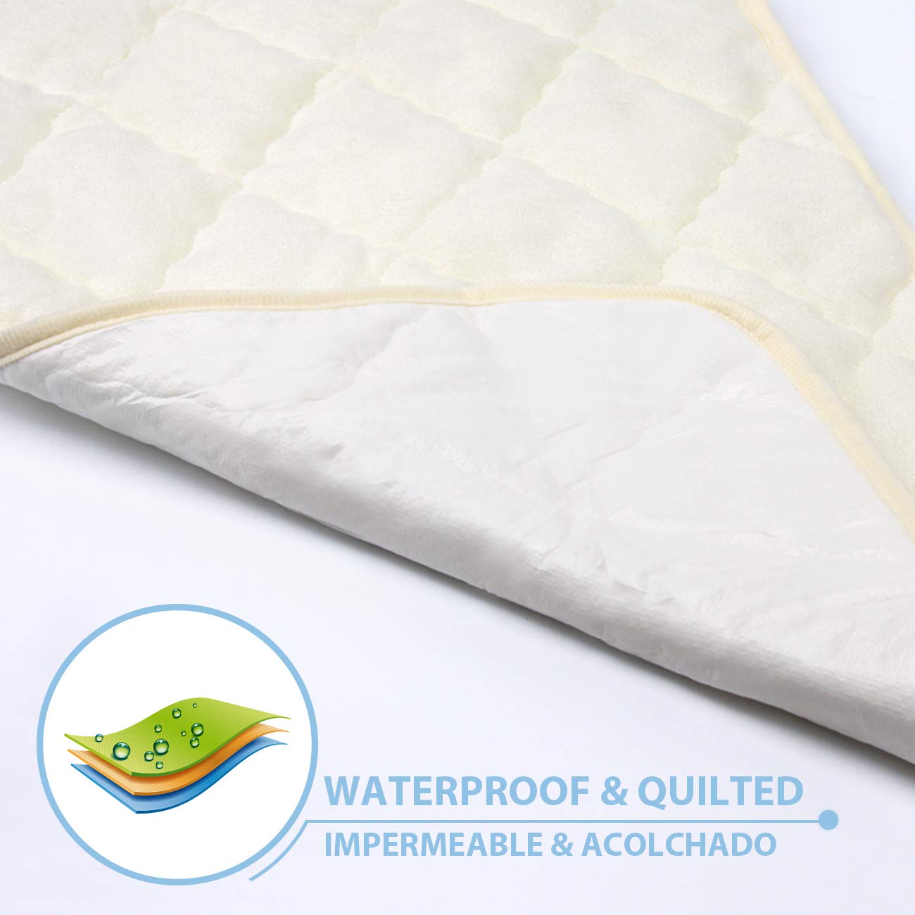 PEKITAS Lot de 3 matelas à langer imperméables pour bébé en fibre de bambou enroulable portable 35 x 70 cm