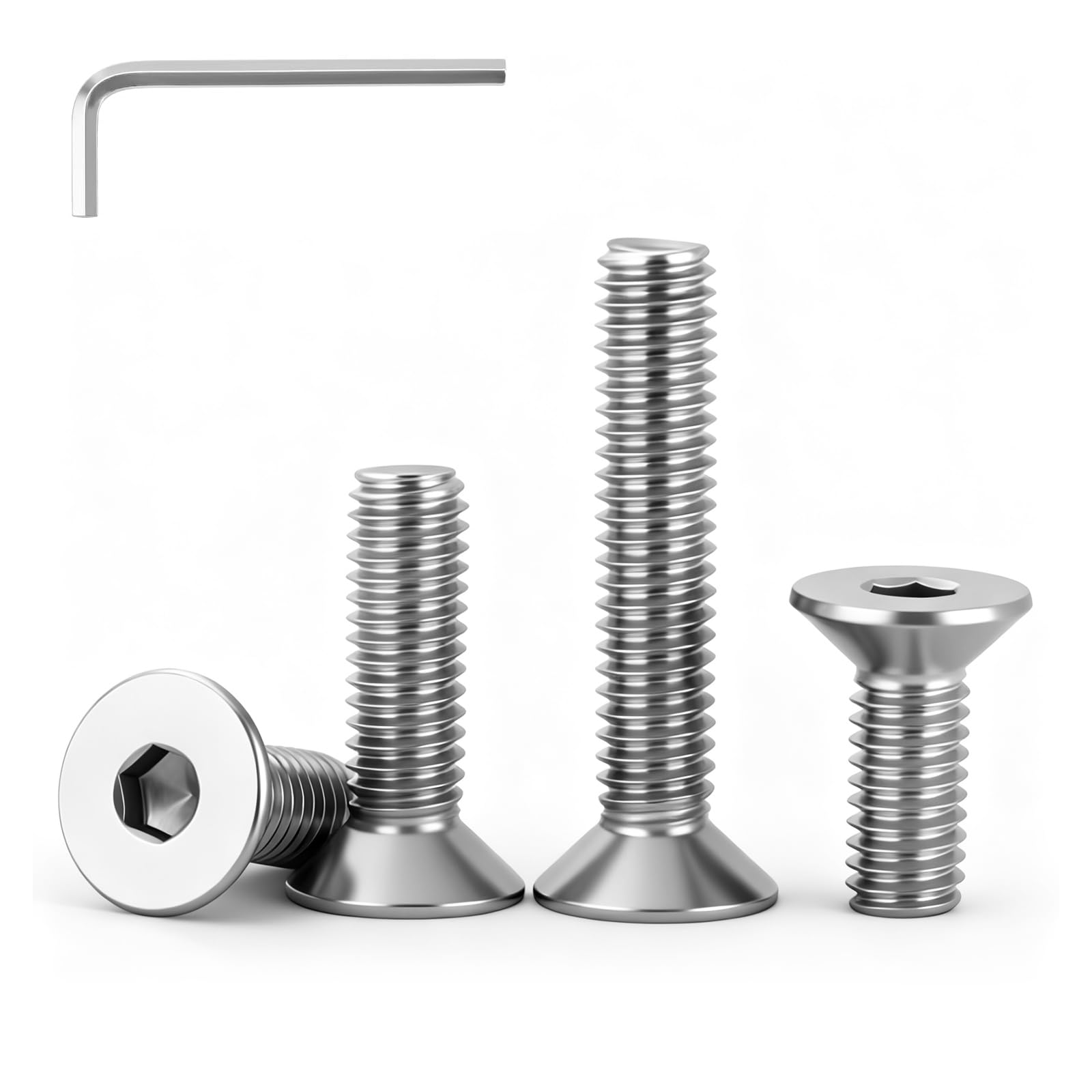 BACSHBY 20 pcs M5x30mm Countersunk Head Screws Stainless Steel 304 Flat Head Hex Socket Screws Machines Bolts Full Thread with Hex Key