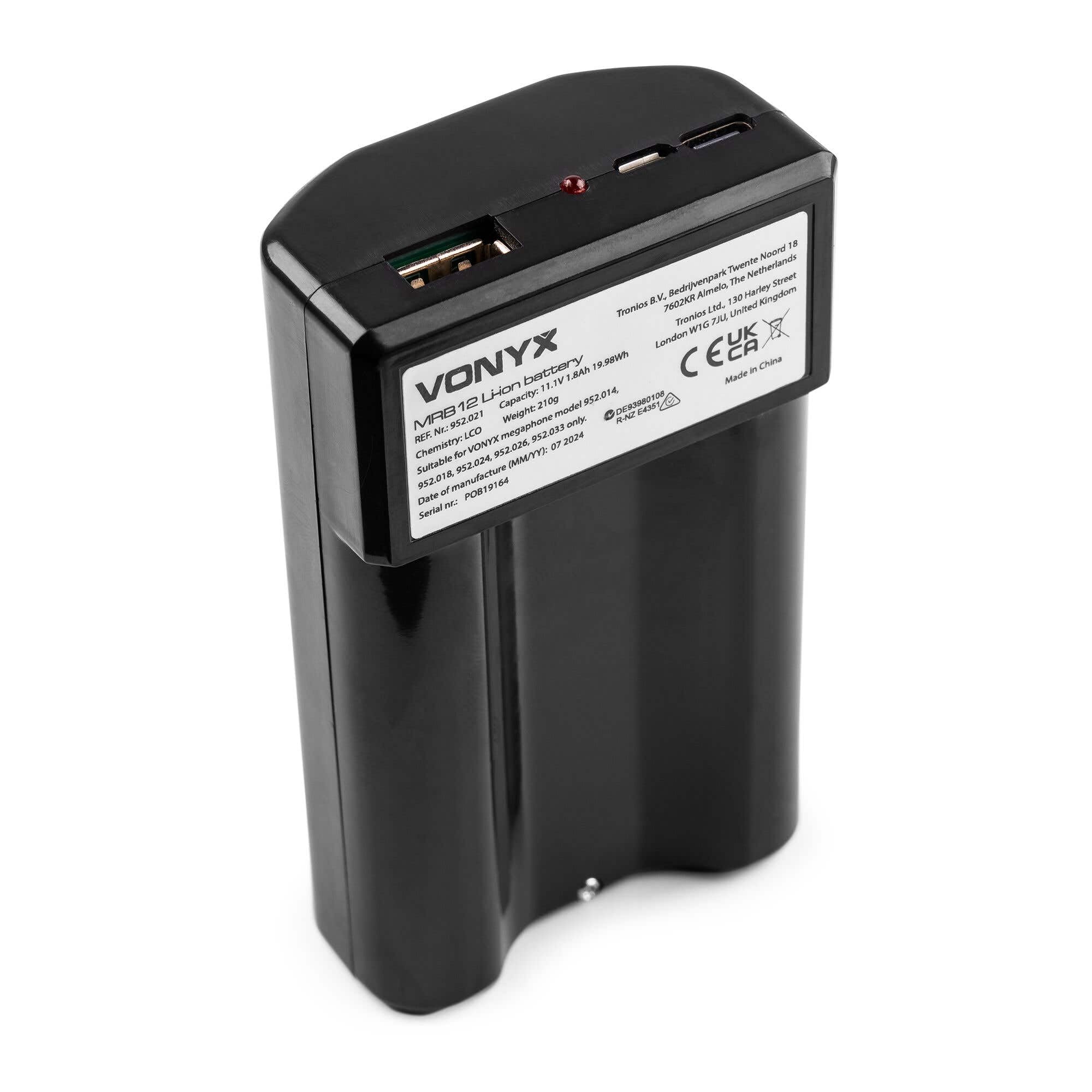Vonyx MEG075 - Megáfono portátil Potente 75W con Bluetooth, USB, microSD, 2 baterías Recargables, megáfono pequeño con Sirena, micrófono con Cable, Ideal para Fiestas, Eventos y Despedidas de Soltera