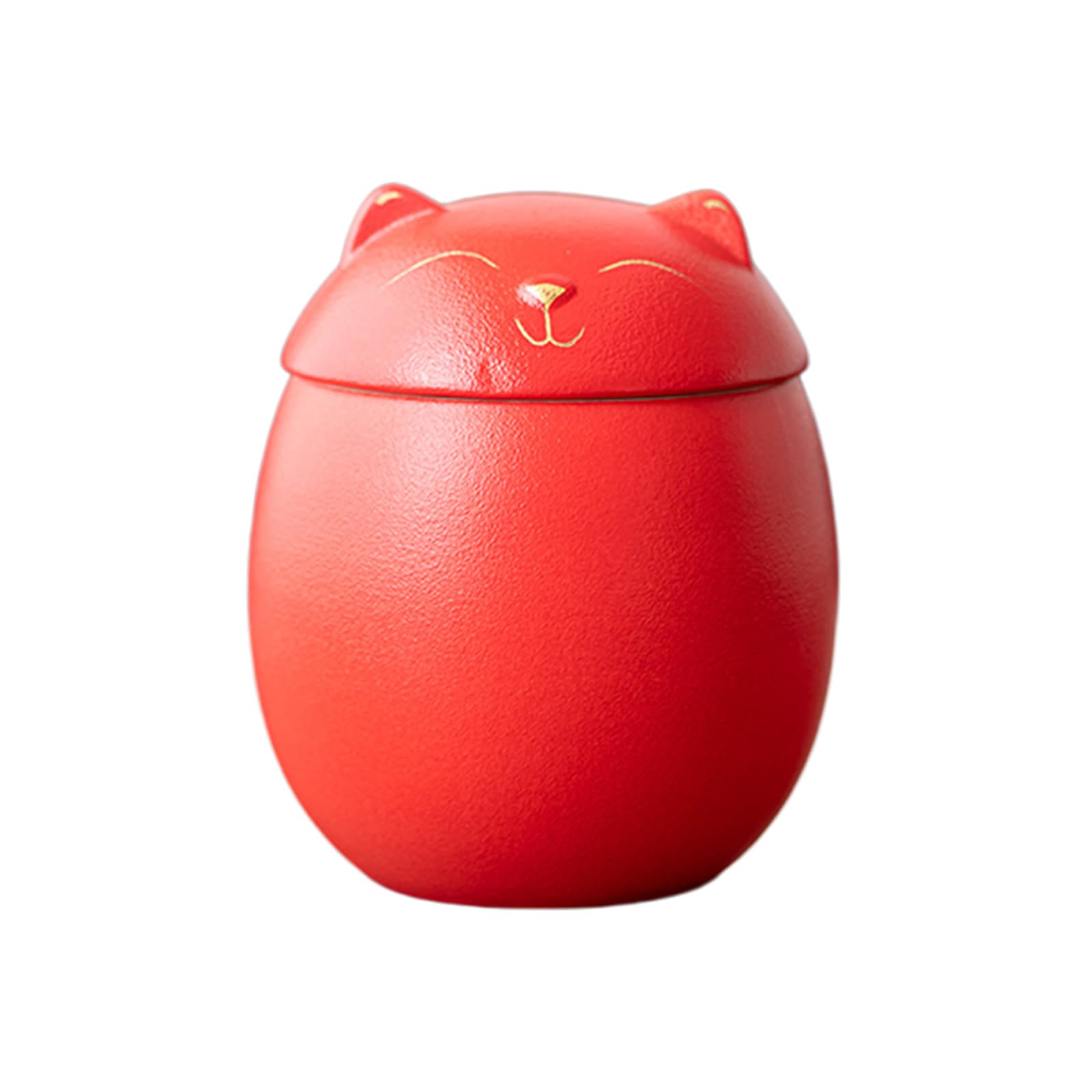 Duuclume Pet Urns for Cats Dogs Ashes - Handcrafted Ceramic Cat & Dog Shaped Memorial Urn, Airtight Seal Funeral Keepsake Jar for Remembrance (Red, One Size, Cat)