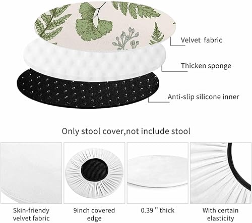 Miniatura 4 de Swono Funda de cojín acolchada para silla de bar redonda con tela elástica, funda de cojín redonda para asiento de silla, funda de terciopelo suave