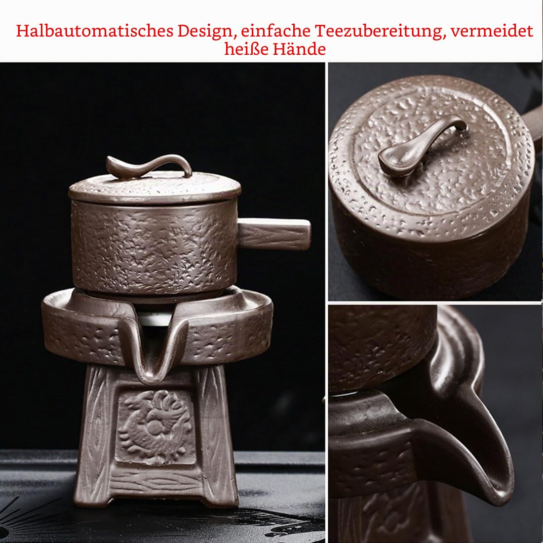 Chinesisches Gongfu-Tee-Geschenk-Set, automatisches Steinmühlen-Design, handgefertigte Keramik-Teekanne, 8 Tassen, japanischer Kung-Fu-Tee für Erwachsene, Männer, Frauen, Teezeremonie, Party, Zuhause,