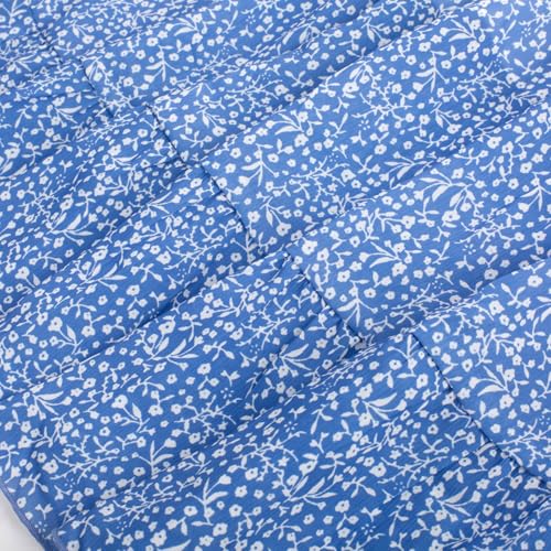 Image of Scarlet Darkness Blue and White Floral Dress for Women A Line Sundress Flowy Summer Dress Blue L
