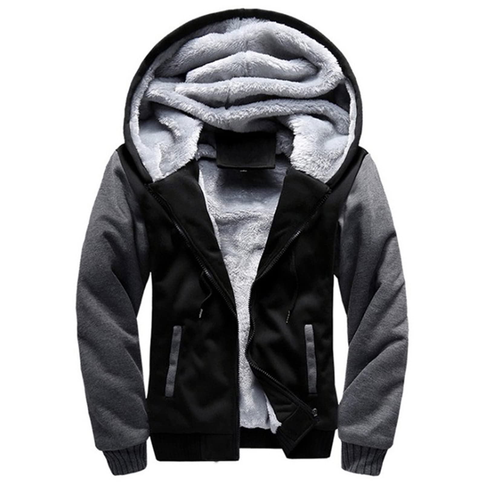 Męskie bluzy zimowe gruby ciepły polar zamek błyskawiczny płaszcz męskie bluzy uliczne bluzy z kapturem, W03 jasnoszary, 3XL