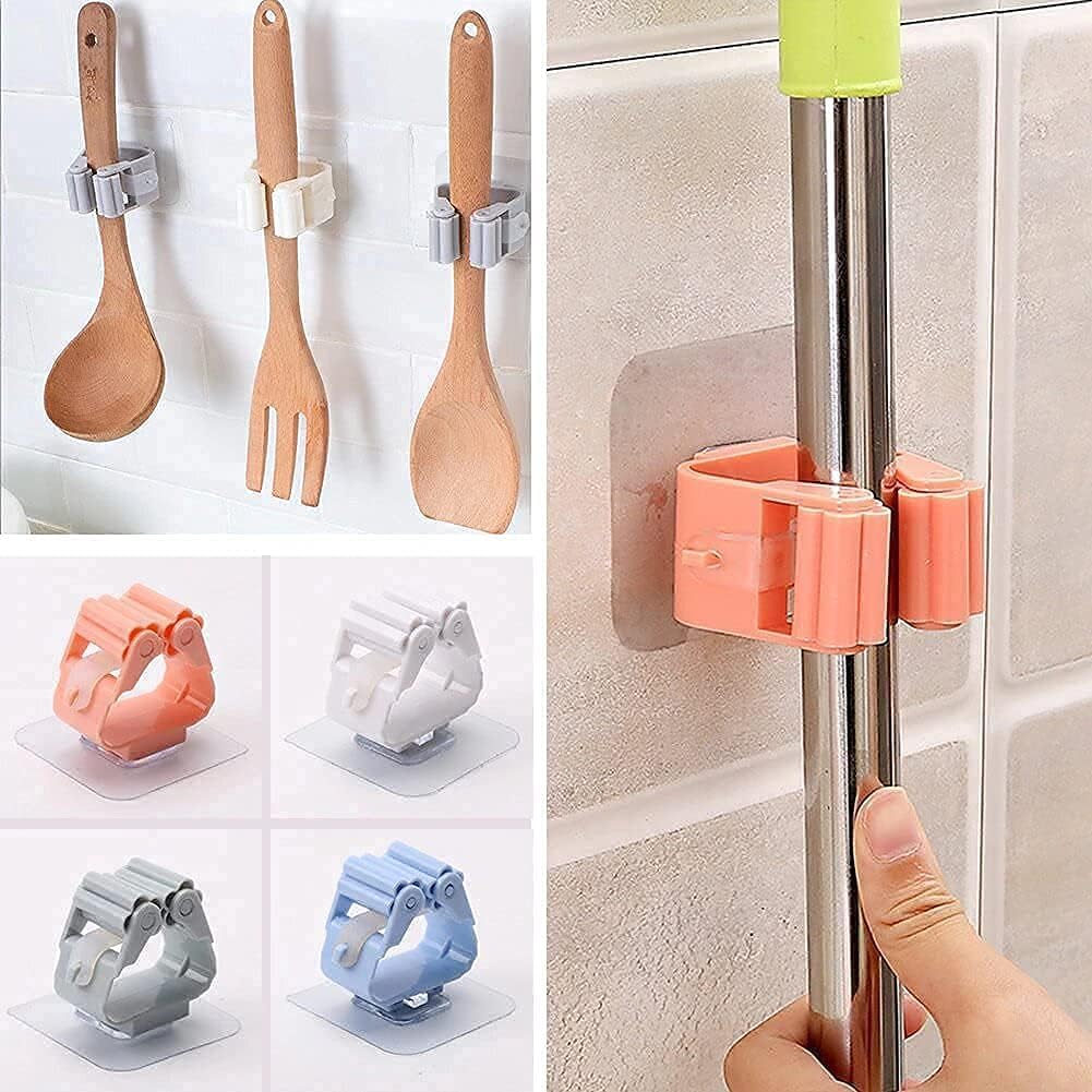 DC WORLD Mop and Broom Holder Wall Mounted, Magic Sticker Series Self Adhesive Broom Organizer Multipurpose Tools Storage Hanging Clip for Kitchen, Bathroom, Laundry Room, Home, Wardrobe (4) (B0D7PT8RDC) Amazon Price History, Amazon Price Tracker