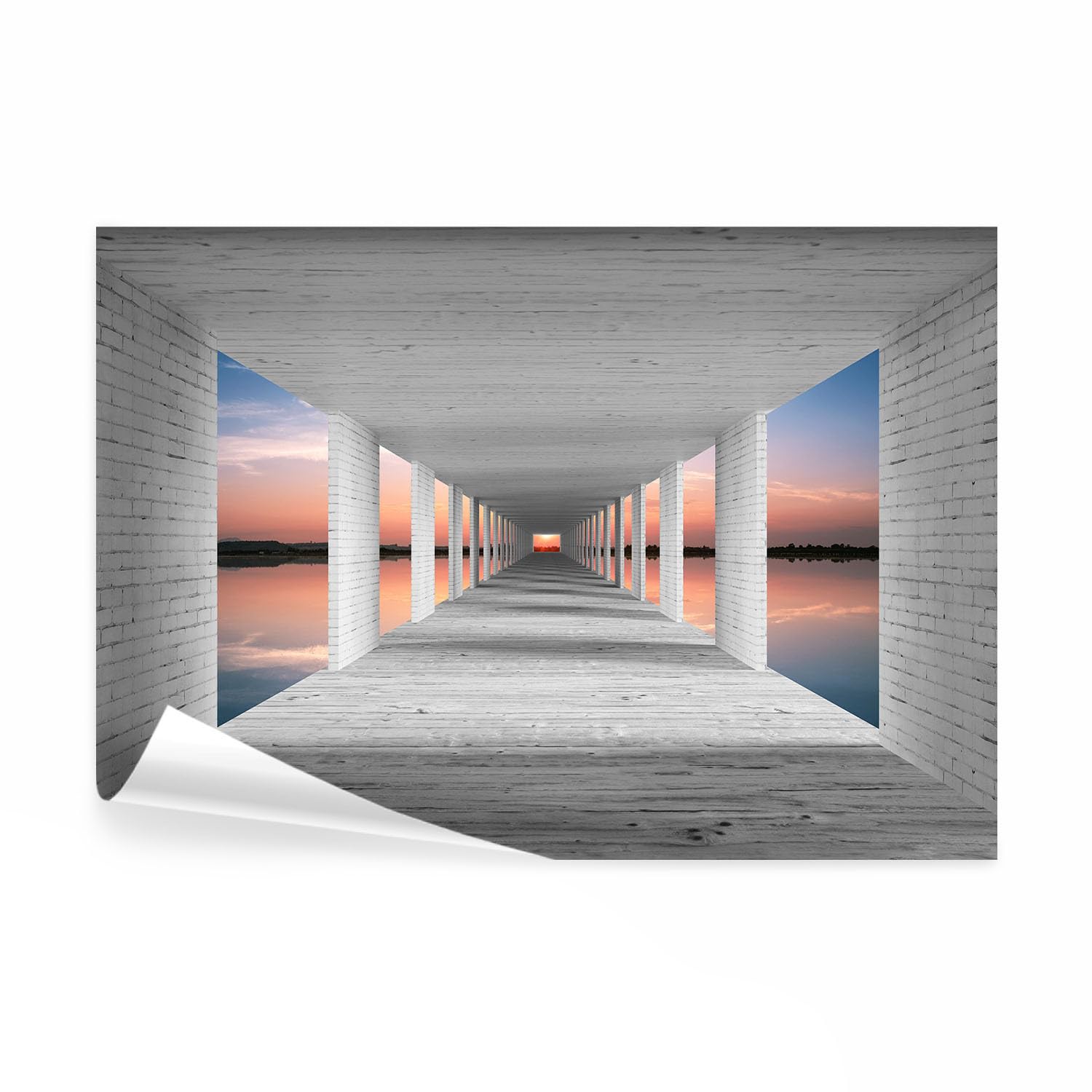 decomonkey Fotomural autoadhesivo Paisaje Efecto 3D Naturaleza 196x140 cm