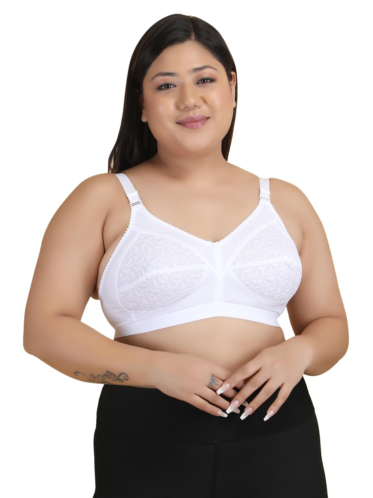 klassik | Since 1993 | Plus Sizes Bra for Women/Girls Full Coverage, Adjustable/Wide Straps, Everyday Cotton Daily-Use, Non-Padded | Wirefree, for Dresses/Saree/Suit | Jassika Chikan - 32 to 52-picture-20