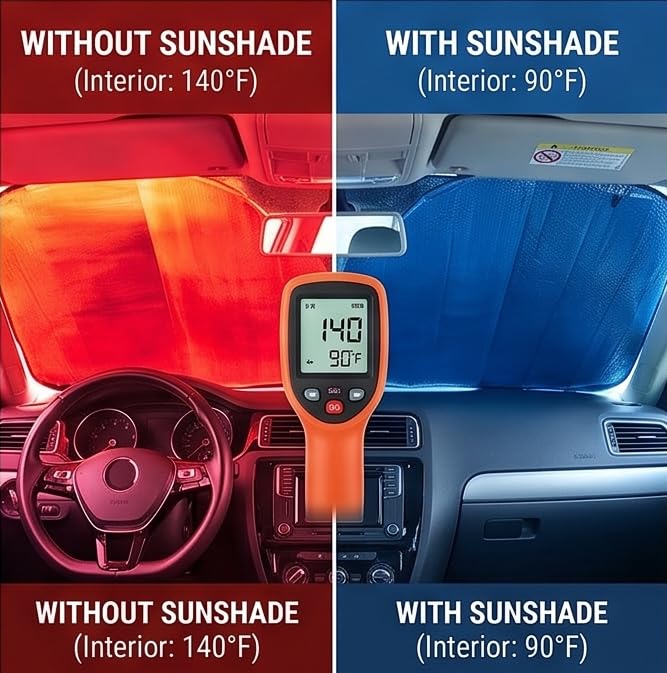 Parasol para Mazda CX-80 que reduce calor interno con corte para espejo 3