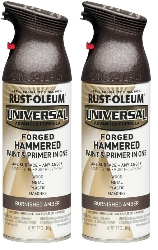 Rust-Oleum 271480 Universal All Surface Forged Hammered Spray Paint, 12 oz, Burnished Amber (Pack of 2)