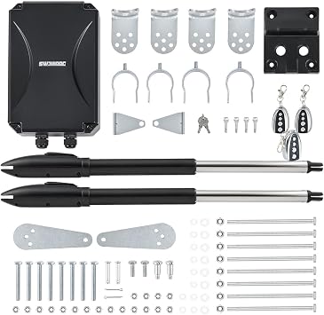 CO-Z Automatic Dual Swing Gate Opener Kit, Electric Gate Opener for Doors up to 660lb 18ft, Driveway Home Garden Gate Opening System for Double Swing Gates, Dual Gate Complete Kit with 3 Remote Contro