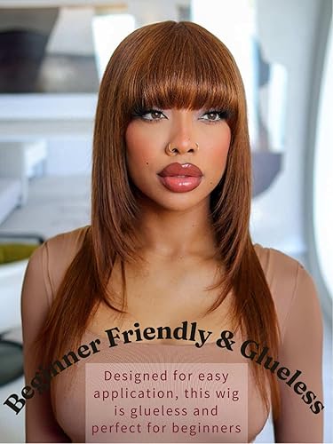 Miniatura 5 de Beauty Forever Pelucas de cabello humano lacio con encaje frontal, Yaki lacio de 13 x 4 pulgadas, pelucas de cabello humano brasileño para mujeres,