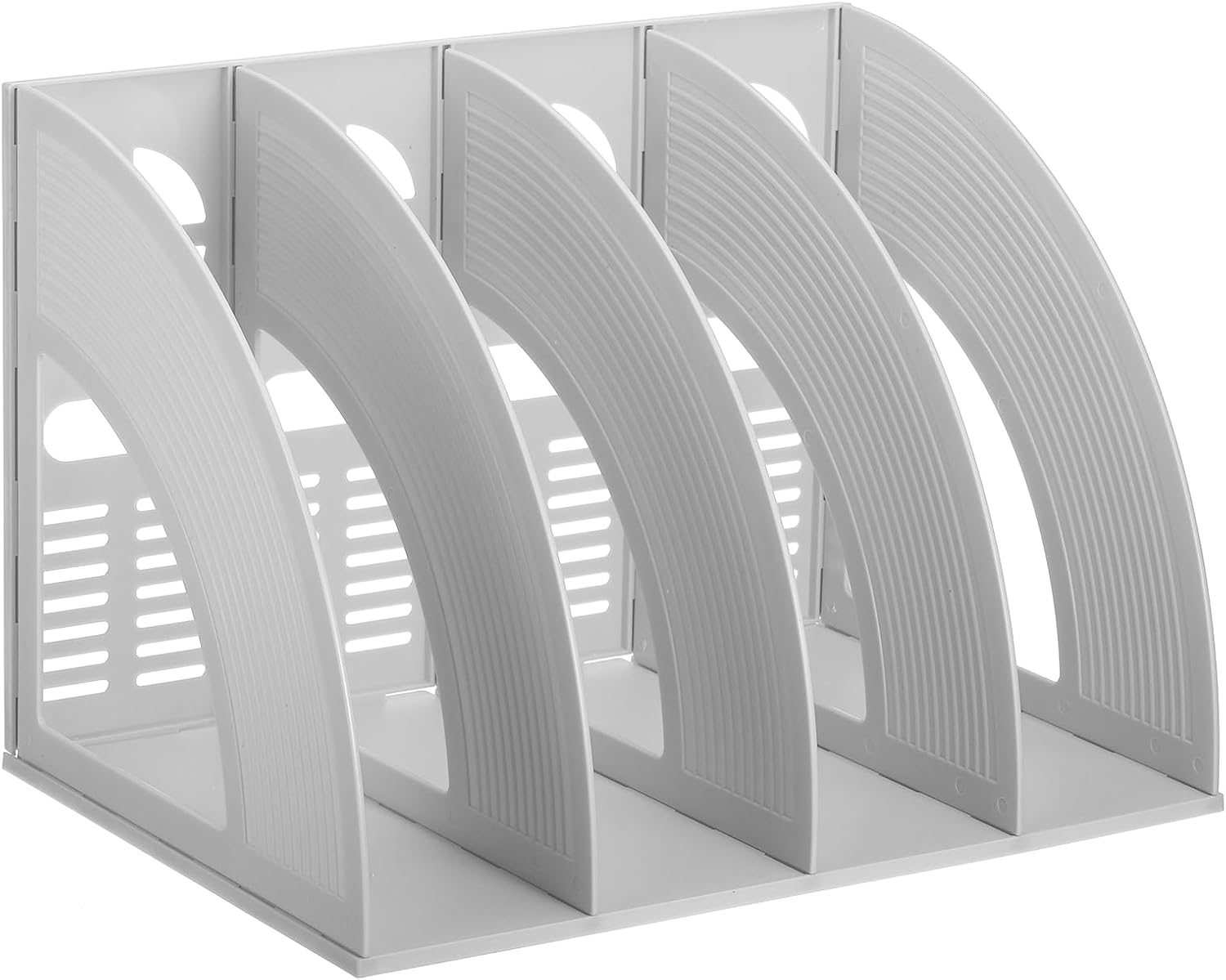 PATIKIL Magazine File Holder, Plastic Vertical 4 Compartment Desktop