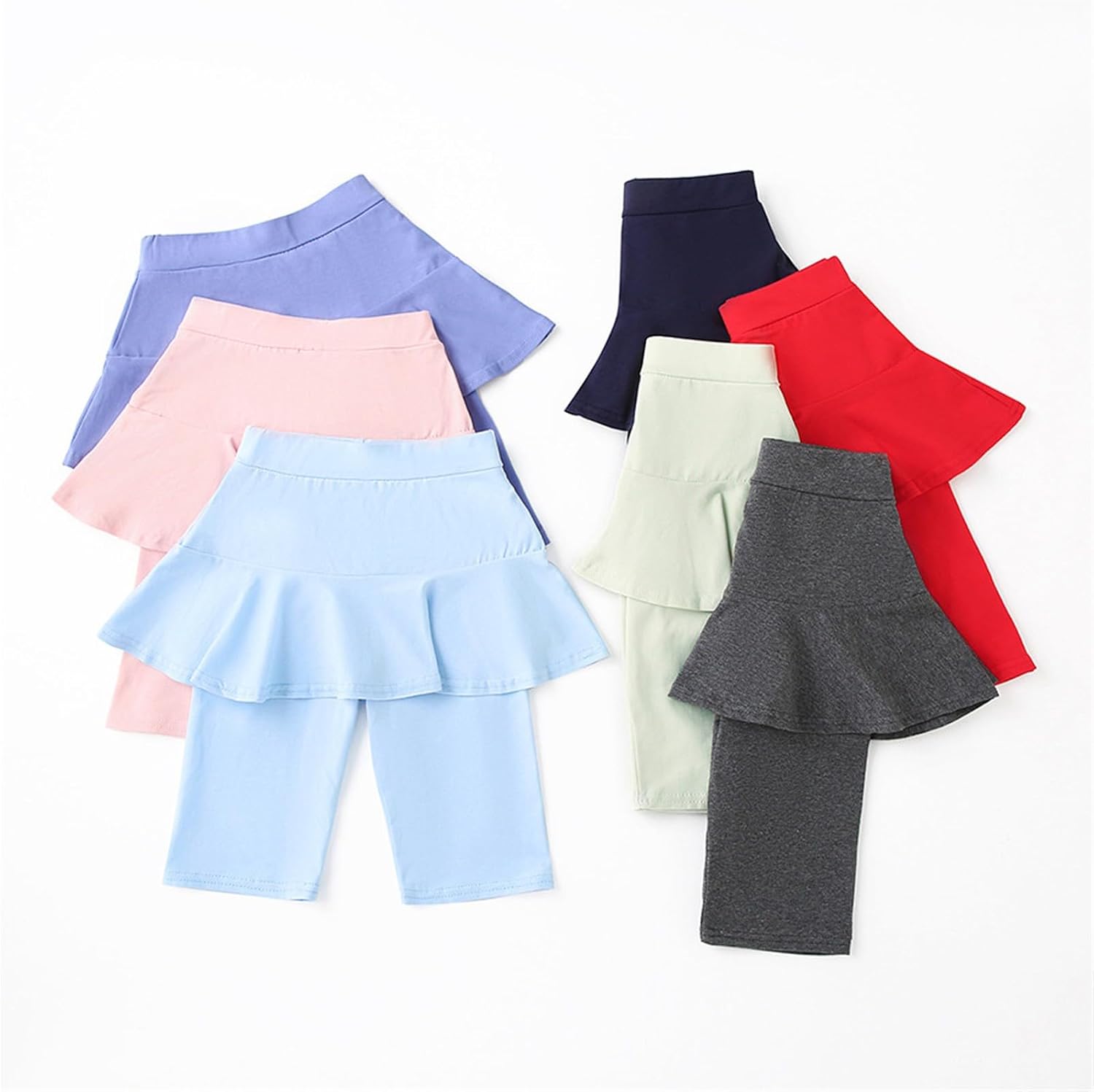 Girls Knee-Length Leggings with Skirt 2 Pack Summer Stretchy Athletic Pants for Girl 3－11 Years