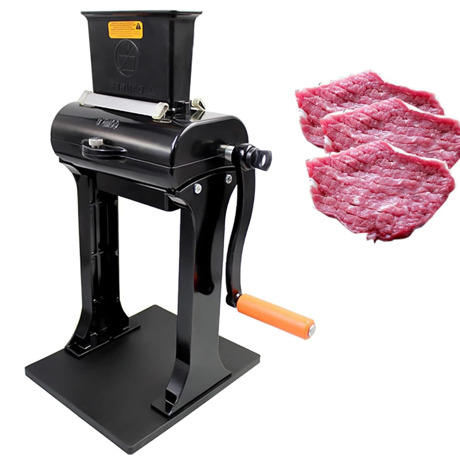 Affettatrice manuale verticale per carne e affettatrice a scatti con manovella e lame in acciaio inox, per bistecche, pollo e cotolette